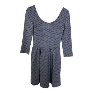 Frenchi 3/4 Sleeve Black And Grey Polka Dot Dress S